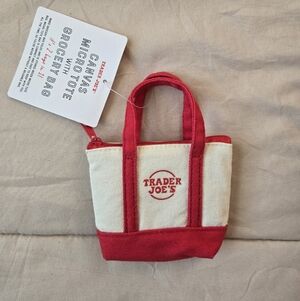 NWT Trader Joe's Canvas Micro Tote Bag In Red